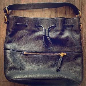 Black Fossil leather bucket bag- NWOT